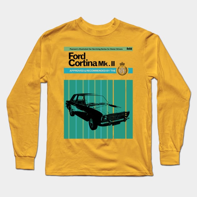 FORD CORTINA MK2 - owners handbook Long Sleeve T-Shirt by Throwback Motors